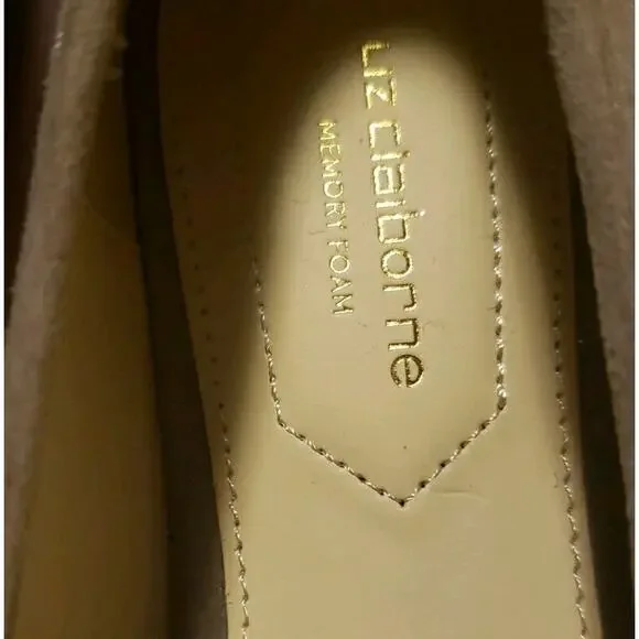 Liz Claiborne 8M Ballet Flats Tan Suede Square Toe Flushing Slip On Memory Foam - Picture 8 of 11